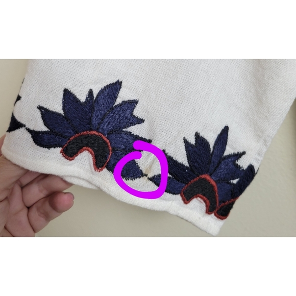 Piper By Townsen Embroidered Studded Boho Tunic Dress White Navy Size Medium - Picture 7 of 10